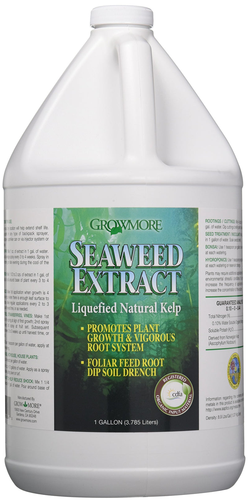 Grow More 6041 Seaweed Extract 11% Organic, 1 Gallon, 1-Gallon, white