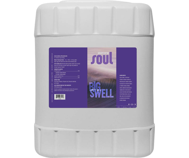 Aurora Innovations Soul Big Swell, Liquid Fertilizer for Hydroponics and Soil, 2-5-3, 5 Gallon