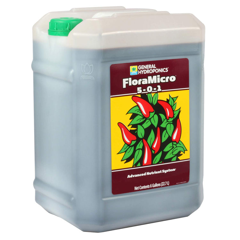 General Hydroponics FloraMicro 5-0-1, Use with FloraBloom & FloraGro for A Tailor-Made Nutrient Mix Ideal for Hydroponics, 6-Gallon