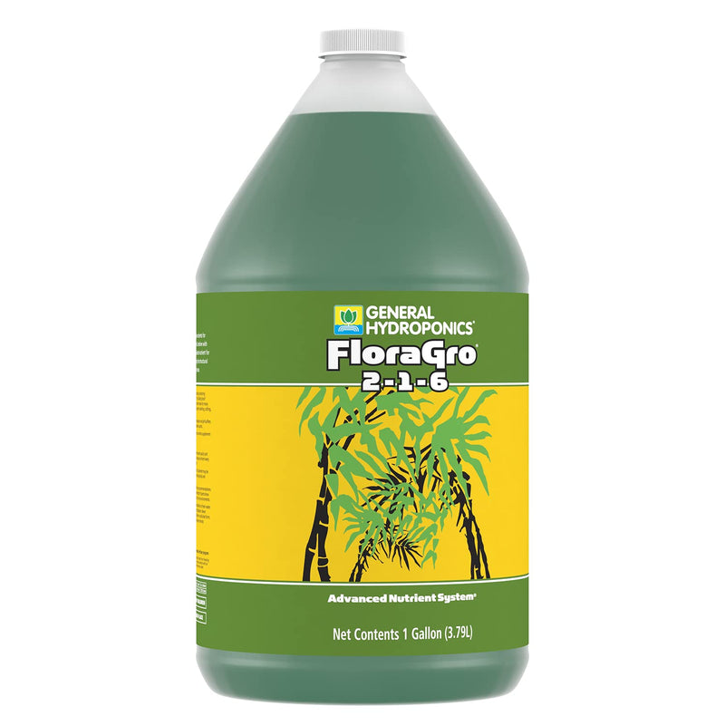 General Hydroponics FloraGro 2-1-6, Use With FloraMicro & FloraBloom, Provides Nutrients For Structural & Foliar Growth, Ideal For Hydroponics, 1-Gallon
