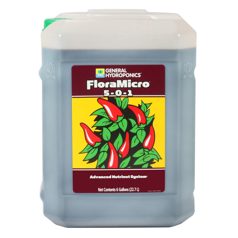 General Hydroponics FloraMicro 5-0-1, Use with FloraBloom & FloraGro for A Tailor-Made Nutrient Mix Ideal for Hydroponics, 6-Gallon