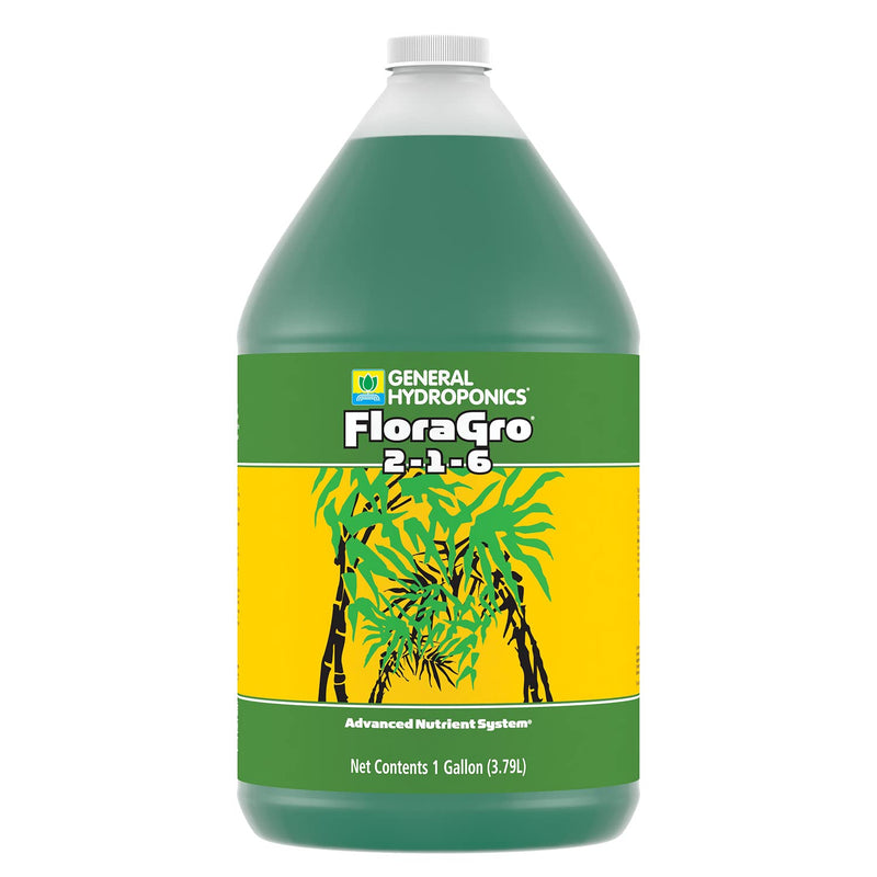 General Hydroponics FloraGro 2-1-6, Use With FloraMicro & FloraBloom, Provides Nutrients For Structural & Foliar Growth, Ideal For Hydroponics, 1-Gallon