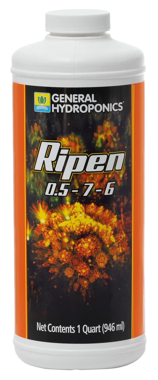 General Hydroponics Ripen 0.5-7-6, Liquid Nutrient for Fruiting and Flowering, 1 qt.