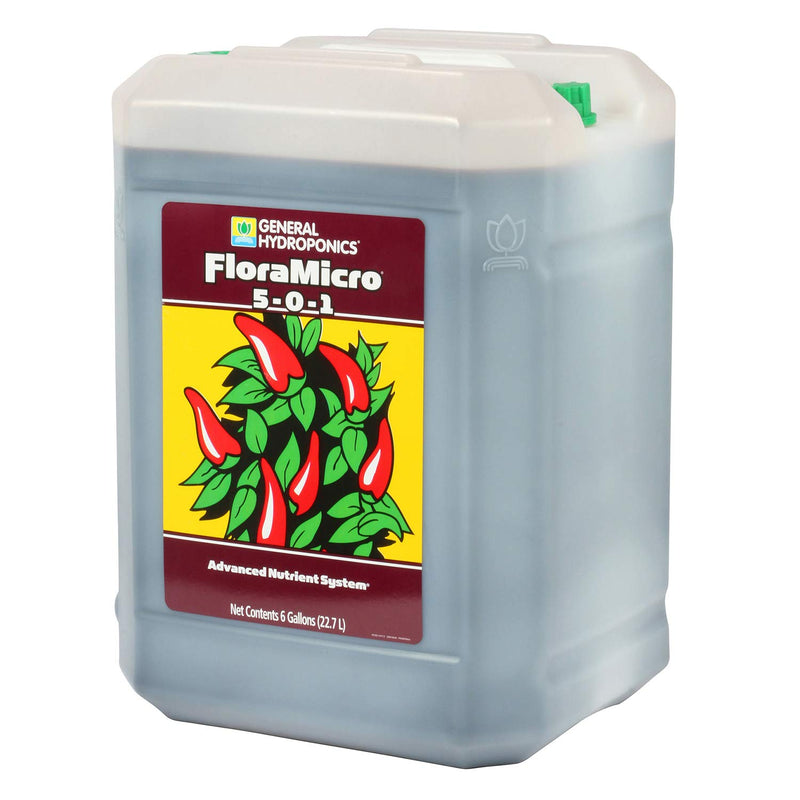 General Hydroponics FloraMicro 5-0-1, Use with FloraBloom & FloraGro for A Tailor-Made Nutrient Mix Ideal for Hydroponics, 6-Gallon