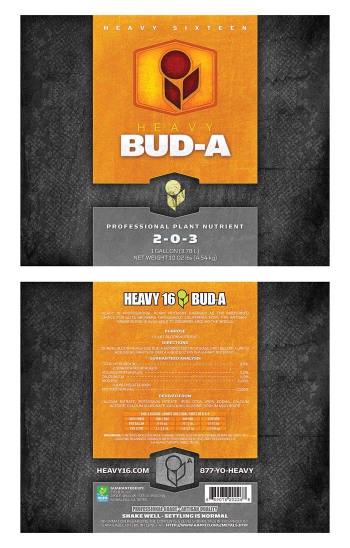 Heavy 16 - Bud A - 4 Liter - Bloom Nutrient - NPK 4-0-2 - BUDA4L