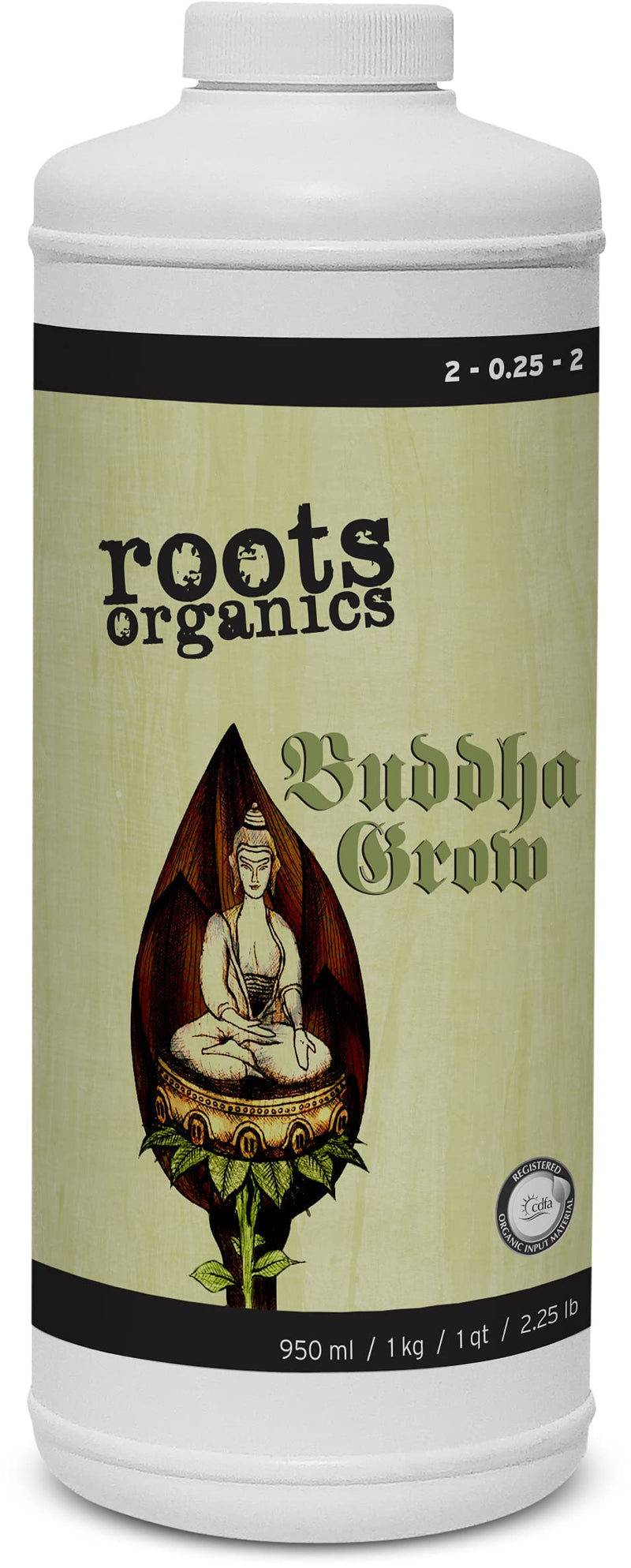 roots organics Buddha Grow, 2-0.25-2 NPK, Organic Liquid Fertilizer, Quart
