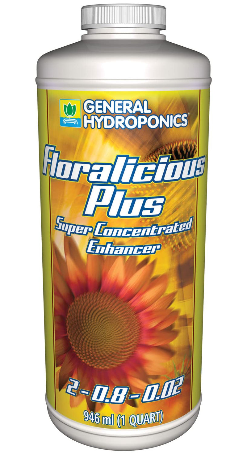 General Hydroponics Floralicious Plus 2-0.8-0.5, Concentrated Blend of Plant, Marine & Other Nutrients, Enhance Growth, Build Root & Leaf Mass, 1-Quart