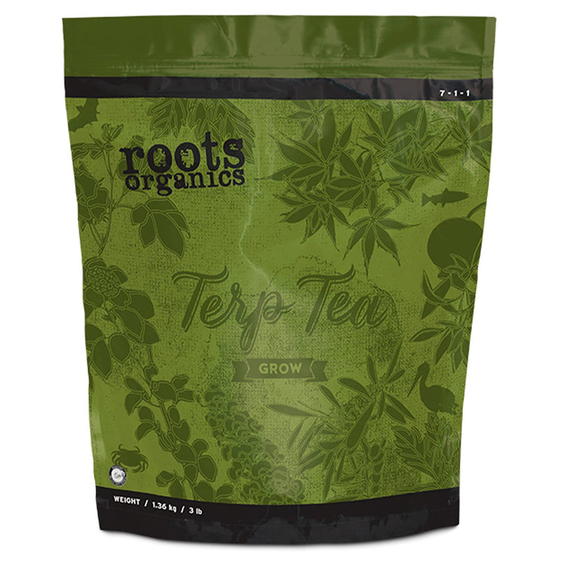 Roots Organics Terp Tea Grow, Micronized Organic Fertilizer with Beneficial Bacteria and Mycorrhizae, 7-1-1 NPK, 9 lb.