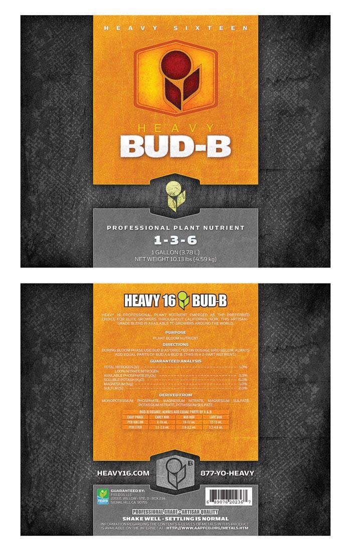 Heavy 16 - Bud B - 4 Liter - Bloom Nutrient - NPK 1.25-3.7-6.0 - Grow-BUDA1L