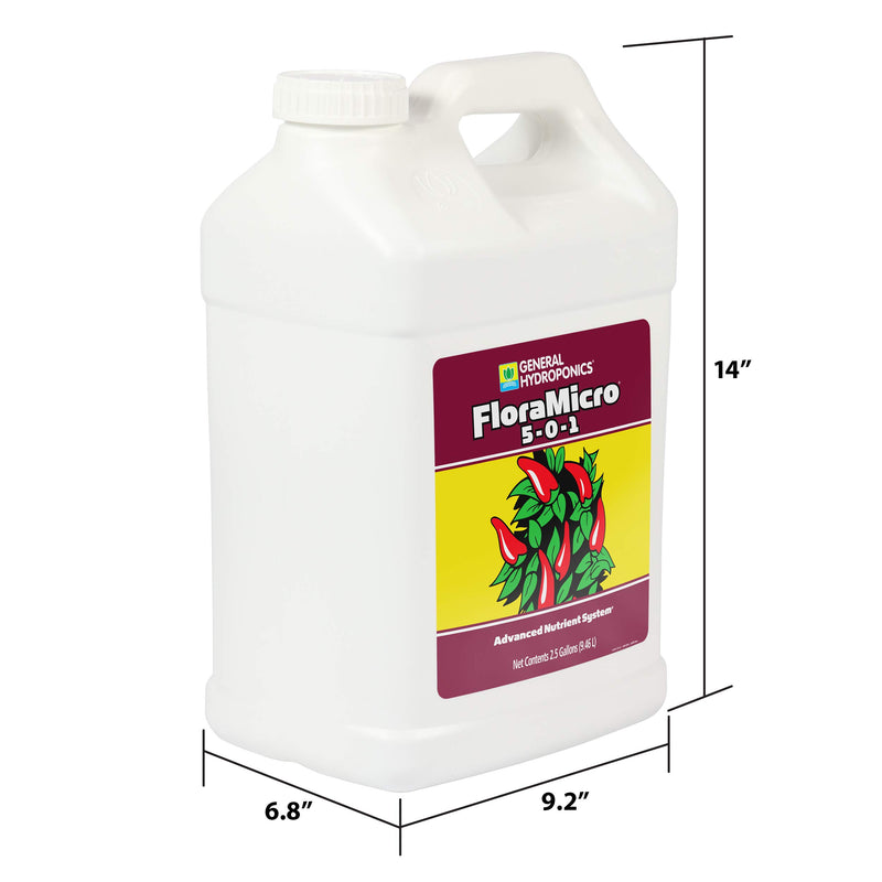 General Hydroponics FloraMicro 5-0-1, Use with FloraBloom & FloraGro for A Tailor-Made Nutrient Mix Ideal for Hydroponics, 2.5 Gallon