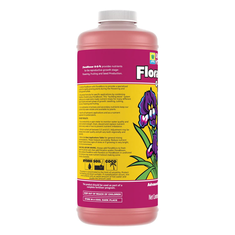General Hydroponics FloraBloom 0-5-4, Use With FloraMicro & FloraGro for a Tailor-Made Nutrient Mix, Provides Nutrients for Reproductive Growth, Ideal for Hydroponics, 1-Quart