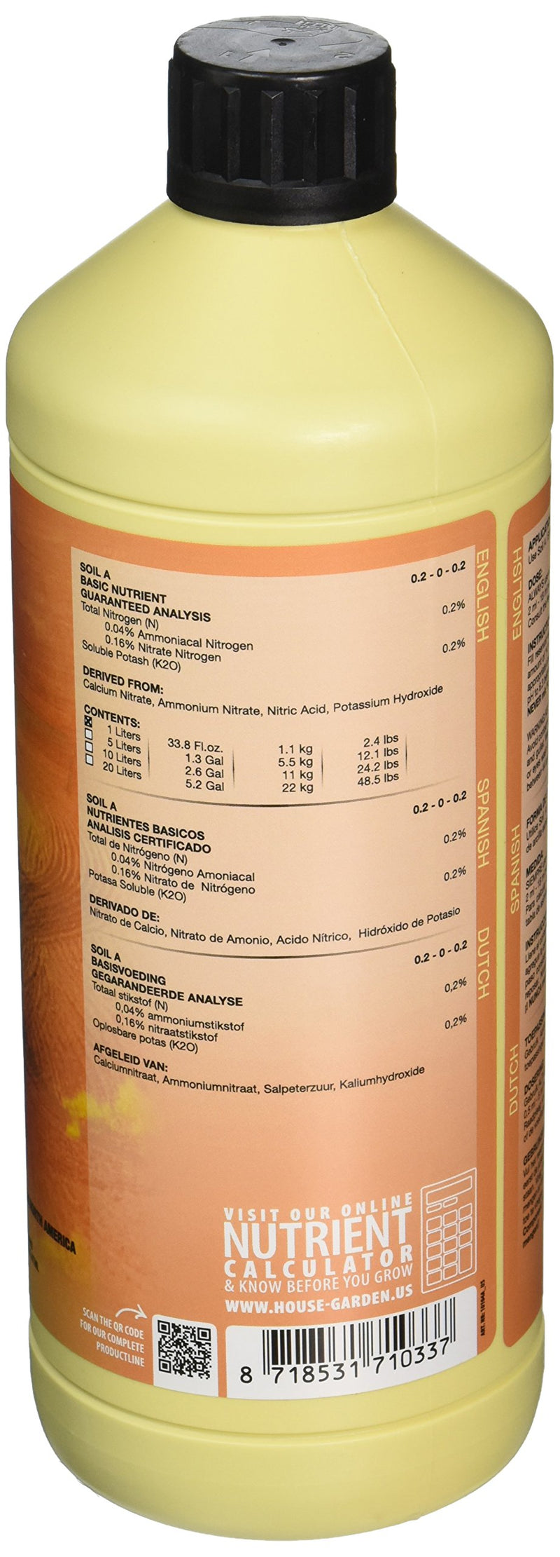 House & Garden HGSOA01L Soil Nutrient A Fertilizer, 1 L