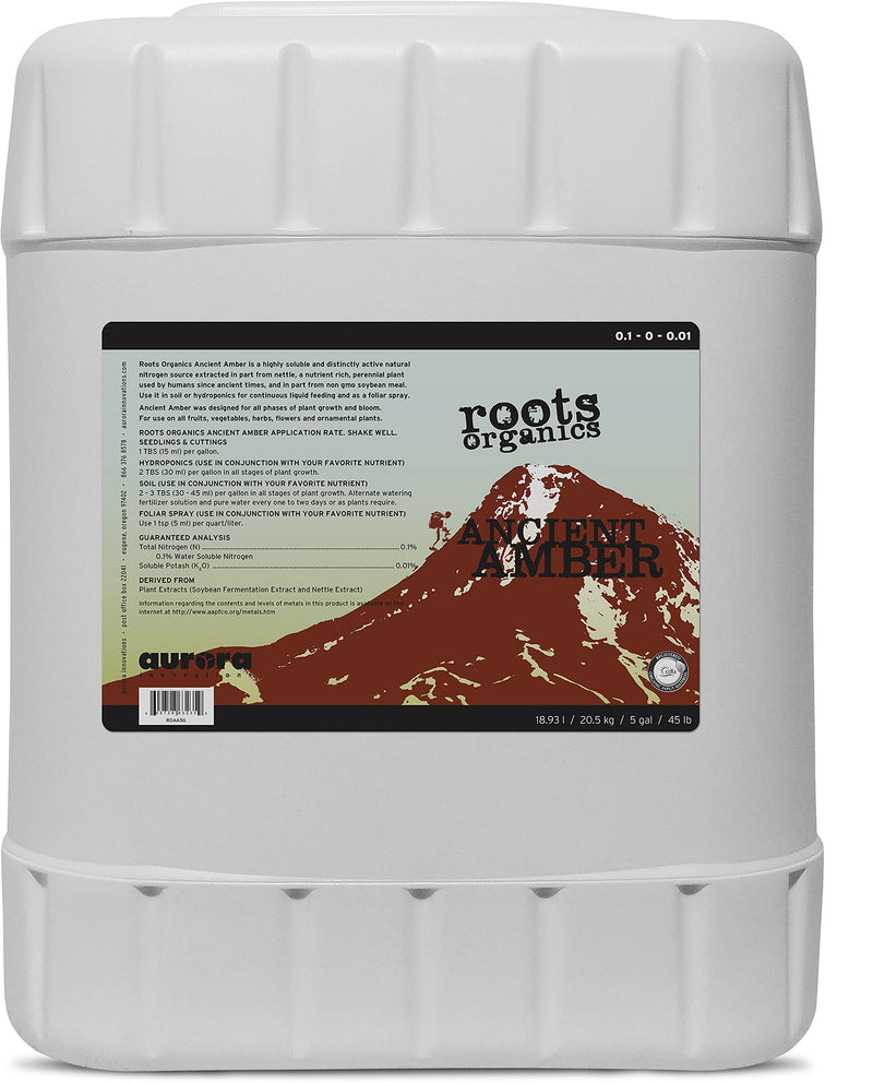 Roots Organics Ancient Amber, Organic Liquid Fertilizer, 0.1-0-0.01 NPK, 5 Gallon