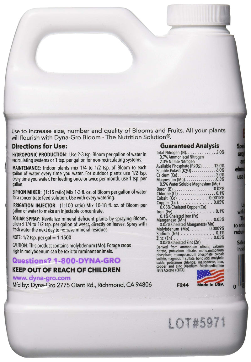 Dyna-Gro 719010 Bloom 1 qt Plant Food, 1 Quart