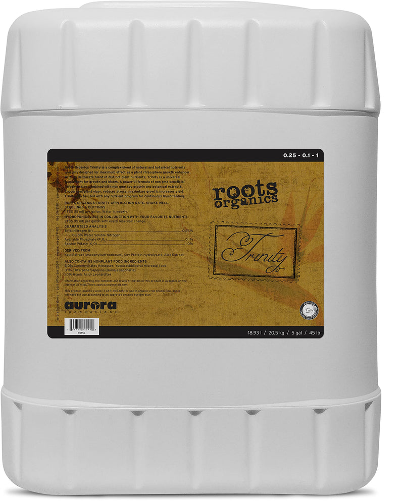 roots organics Trinity, Organic Plant & Rhizosphere Growth Enhancer.25-.1-1 NPK, 5 Gallon